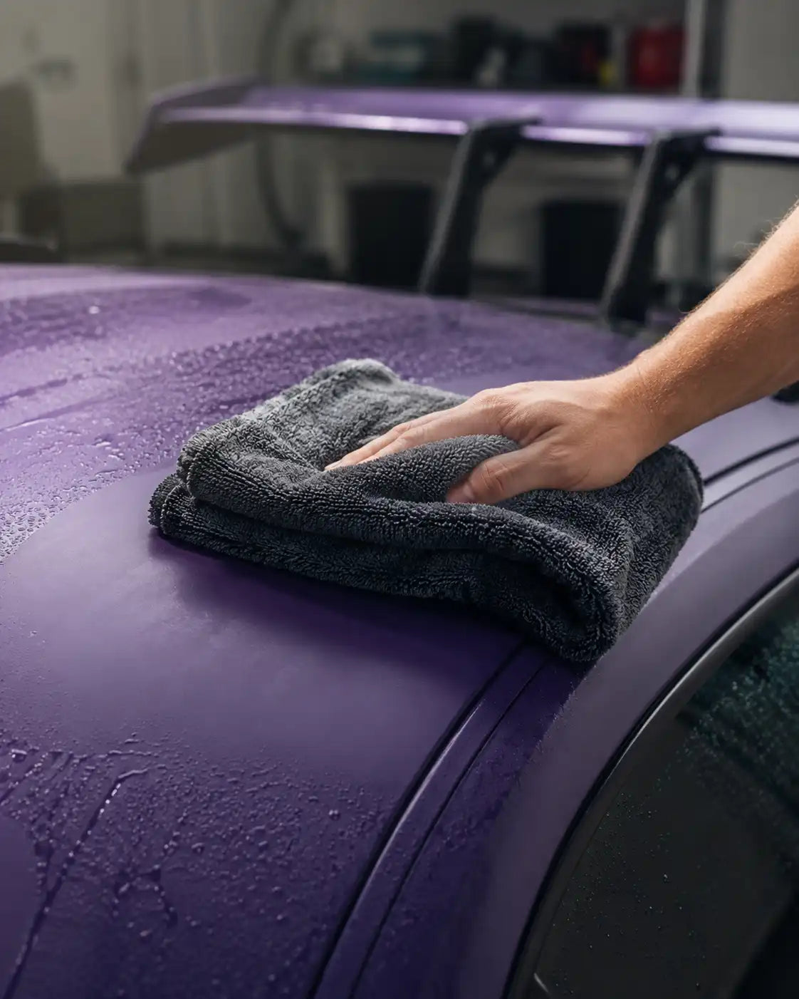 Das Trockentuch Heavy Helmut trocknet einen Porsche GT3RS ab